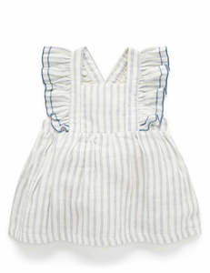 Ruffle Dress Bodysuit - Fine Stripe