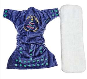 BeBops Reusable cloth Nappy Baby's first Christmas Dark Blue