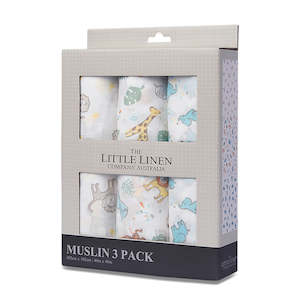 Gifts For Baby: LITTLE LINEN MUSLIN WRAP 3PK - SAFARI BEAR