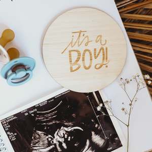 Birth Announcements: Lovely Lettering Gender Announcement (Double Sided)