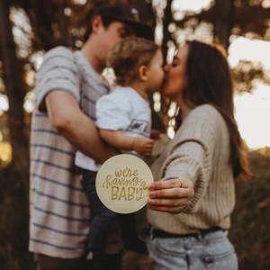 Birth Announcements: Lovely Lettering Pregnancy Announcement