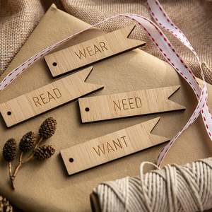 Wear Want Need Read Gift Tags: Flag - Want, Need, Wear, Read Tags (Unpersonalised)