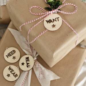 Wear Want Need Read Gift Tags: Want, Need, Wear, Read Tags (Unpersonalised)