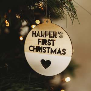 Painted Personalised Christmas Baubles: My First Christmas Bauble