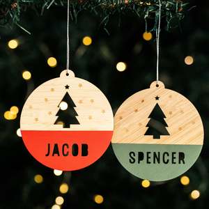 Painted Personalised Christmas Baubles: Woodland Christmas Bauble