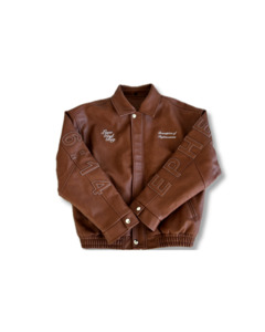 'Breastplate of Righteousness' Leather Jacket in Brown