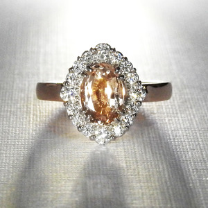 Engagement Ring: Morganite and Diamond Halo Ring