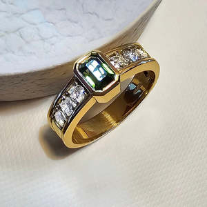 Engagement Ring: Luminous Green Sapphire & Diamond Ring