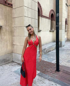 Midi Dress: Romeo Ring Maxi Dress in Strawberry