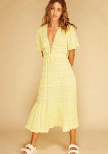 Size 16: Mirella V Neck Dress in Lemon