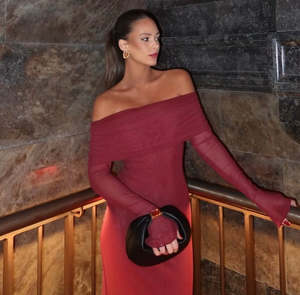 Size 14: Josie Off Shoulder Mesh Maxi Dress