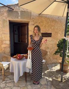 Bulk Rentals: Luna Dress with Polka Dots in Brown/Yellow