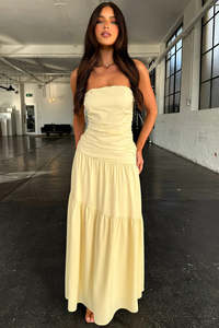 Size 14: Charlotte Strapless Maxi in Yellow