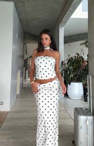 Blaine Set in Cream/Black Polka