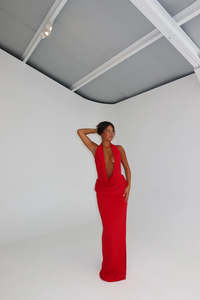 Misha Collection: Vanessa Jersey Dress in Cherry