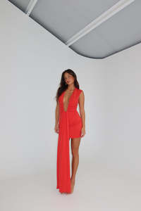 Misha Collection: Jennifer Cupro Mini Dress in Cherry