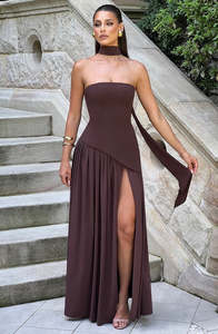 Maliyah Maxi Dress in Plum Brown
