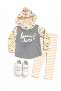 Kids 1: Peach Stripe Leggings