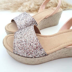 MIDI ESPADRILLE WEDGE CHAMPAGNE GLITTER - SIZE 36 & 41