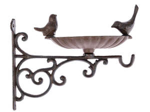 Frontpage: 2 Set Cast Iron Bird Bath/Feeder with Wall Bracket