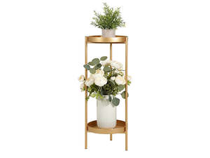 Frontpage: 2 Tier Tall Metal Flower Plants Pot Holder-Gold-M
