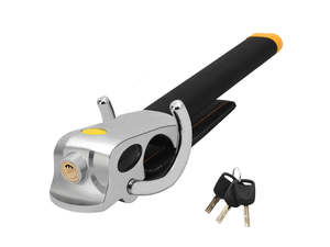 Bike Rack: Steering wheel lock- Black & Silver