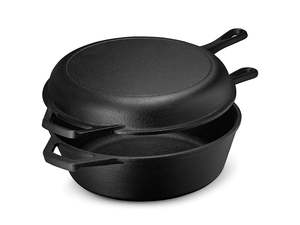 Cast Iron: 2 In1 Cast Iron Skillet Set