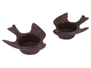 Cast Iron: Cast Iron Retro Birds Candle Holder (Set of 2)