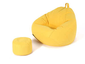 Bean Bag Chair with Footstool-Yellow