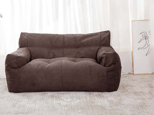Indoor Outdoor Bean Bag: Two-Seater Bean Bag Chair-Dark Brown