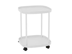2-Tier Side Table with Wheels-White