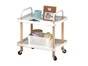 Small Fruniture: 2 Tiers Utility Rolling Cart Multi-Function Storage Rack -White