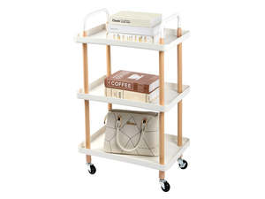 Small Fruniture: 3 Tiers Utility Rolling Cart Multi-Function Storage Rack -White