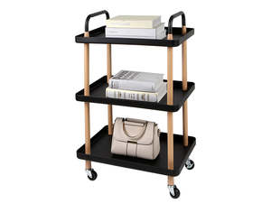Small Fruniture: 3-Tier Utility Rolling Cart Multi-Function Storage Rack - Black