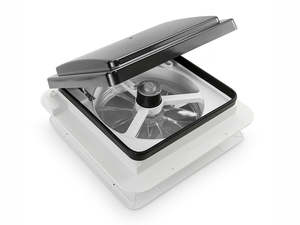 RV Roof Vent Fan 12V with Manual Riser Black Lid 280X280mm