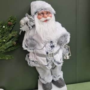 Christmas: Santa White/Grey Faux Fur Suit