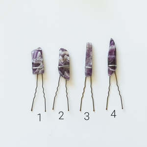Sale: Chevron Amethyst Slab Hair Pin