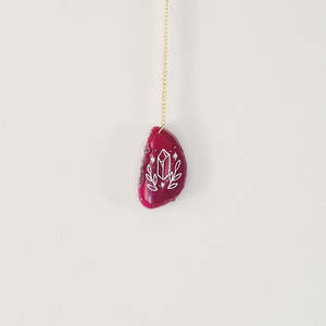 Sale: Crystal & Foliage Etched Pink Agate Wall Hanging