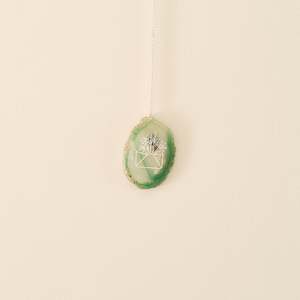 Flowers in Envelope Etched Green Agate Wall Hanging