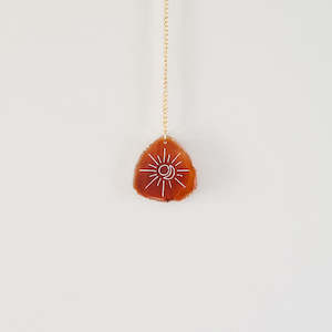 Sale: Sun & Moon Etched Orange Wall Hanging