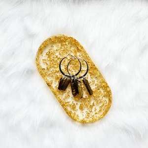 Sale: Tigers Eye Silver Slab Hoop Earrings