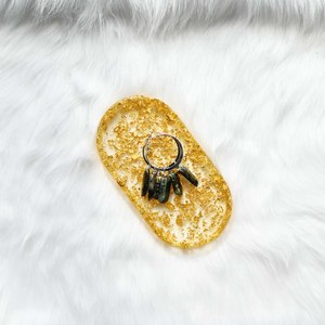 Sale: Labradorite Silver Slab Hoop Earrings