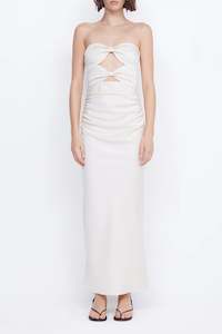 Rochelle Twist Strapless Dress in Cream
