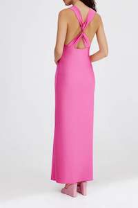 Lara Backless Dress in Pop Pink