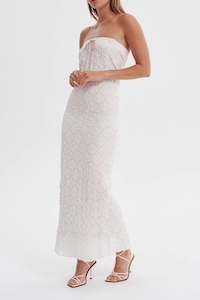Midi: Soulmates Strapless Dress in White