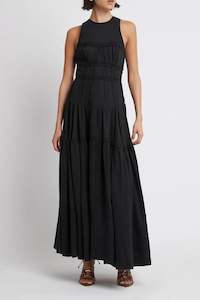 Tidal Corset Midi Dress in Black