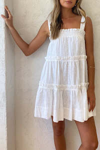 Mini: Cosmo Linen Tiered Frill Mini in Rice