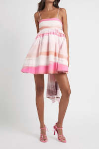 Mini: Kasbah Sunset Stripe Ruched Bow Back Mini Dress