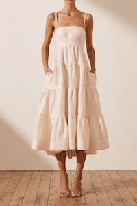 Elsa Tiered Midi in Ecru