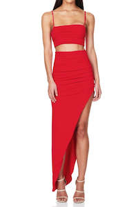 Sets Separates: Aria Crop & Skirt in Red